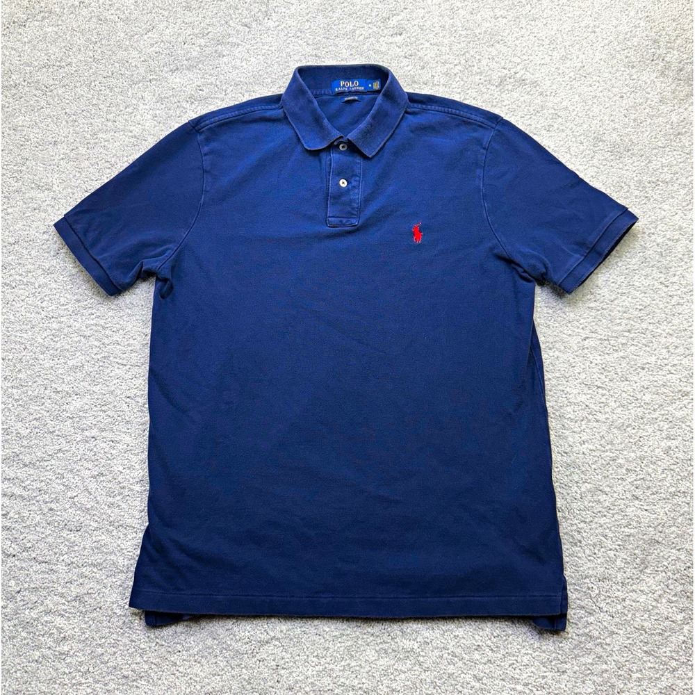 Polo Ralph Lauren Men Classic Fit Navy Blue Short Sleeve Polo Shirt Size M